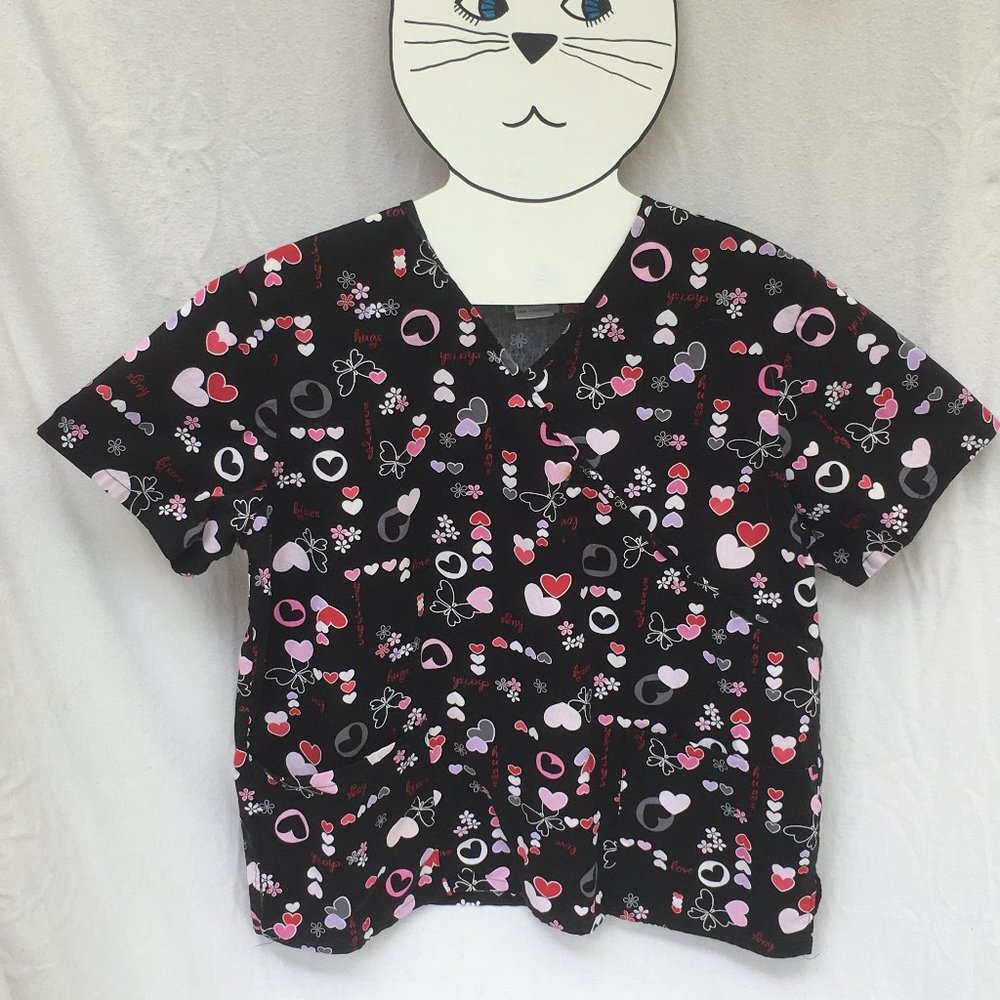 SB Scrub Top Valentine Hearts Large